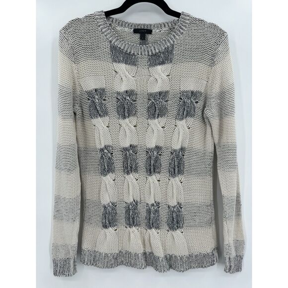 J. Crew Gray and Cream Cable Knit Sweater - Picture 1 of 4
